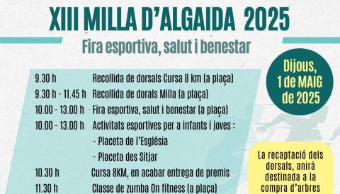 Horari de les activitats de la XIII Milla d'Algaida