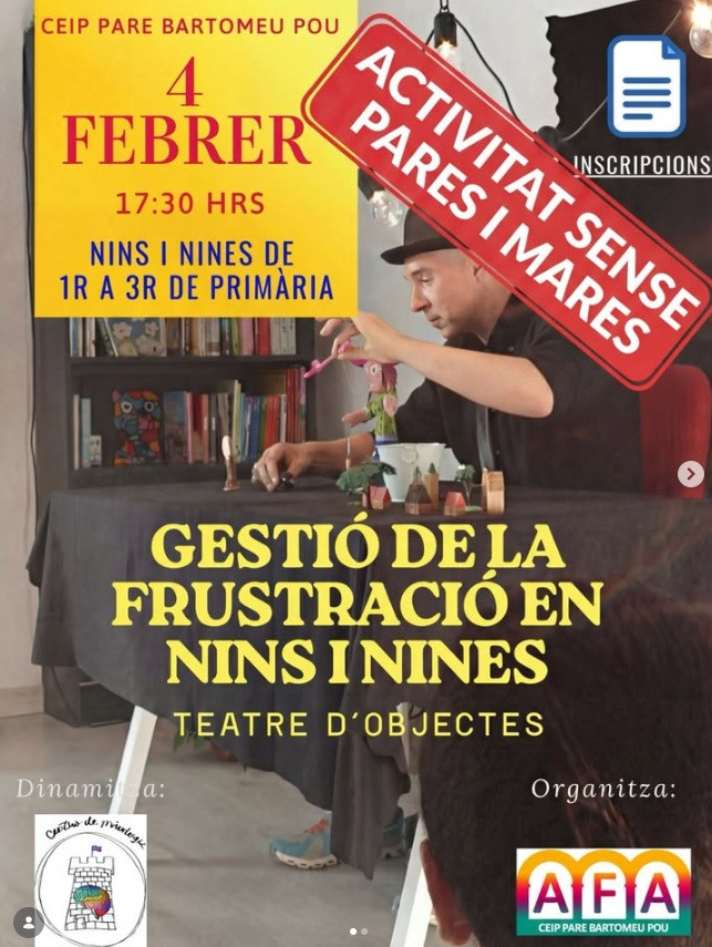 TALLER: GESTIÓ EMOCIONAL DE LA FRUSTRACIÓ A TRAVÉS DEL TEATRE D'OBJECTES