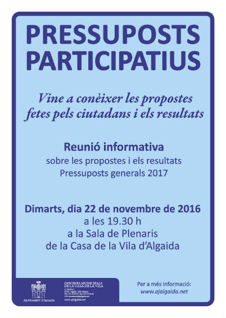 Presentació dels resultats i propostes elegides pels ciutadans en els pressuposts de 2017