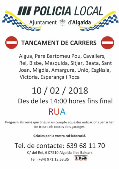 La Rua s'ajorna a diumenge dia 11 de febrer