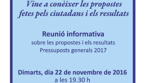 Presentació dels resultats i propostes elegides pels ciutadans en els pressuposts de 2017